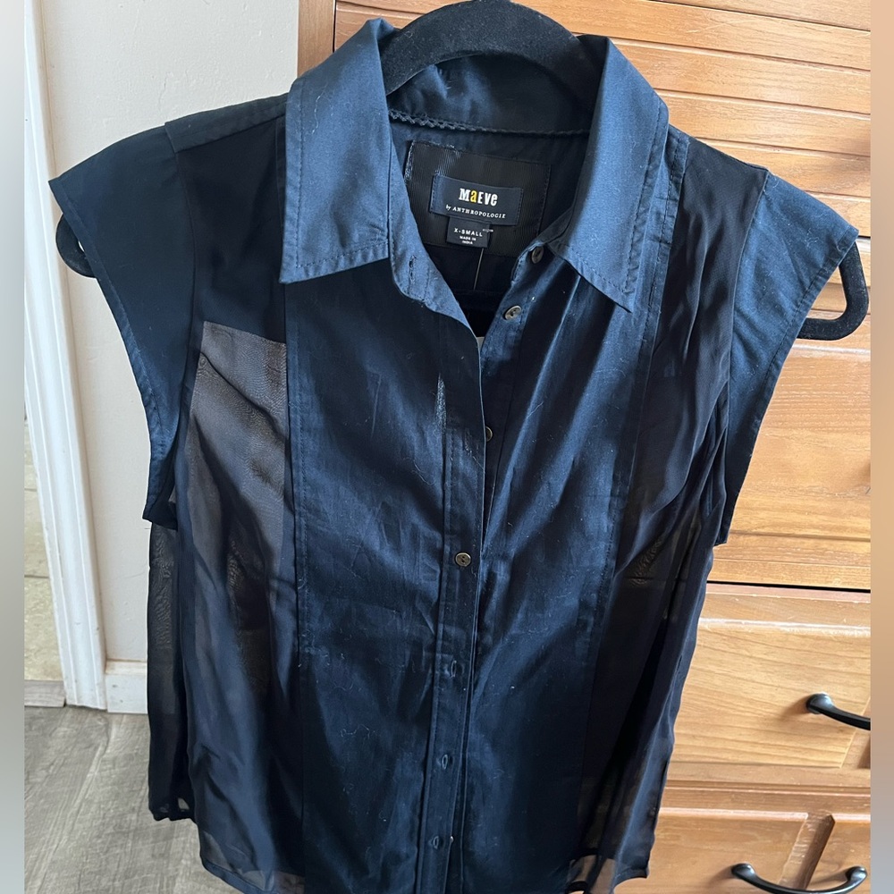 Anthropologie Black Button Down